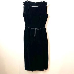 Vintage black velvet body con 60s shift dress pin up rockabilly fall witch XS
